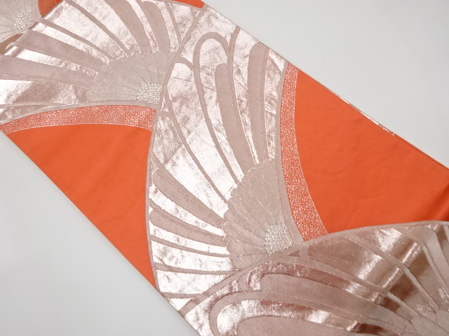 菊模様織り出し　全通袋帯